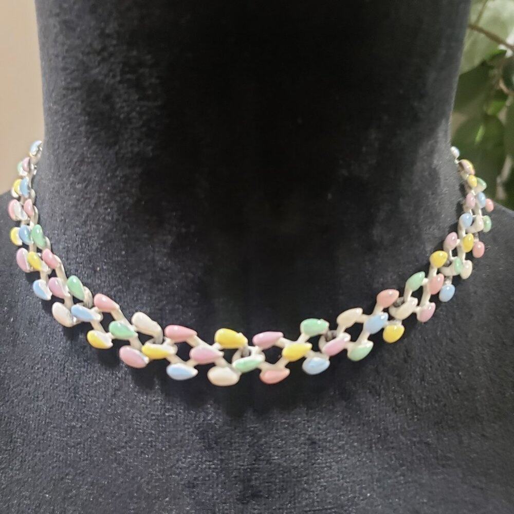 Women Fashion Charming Multicolor Linked Choker Necklace with Hook & Eye - Picture 2 of 6